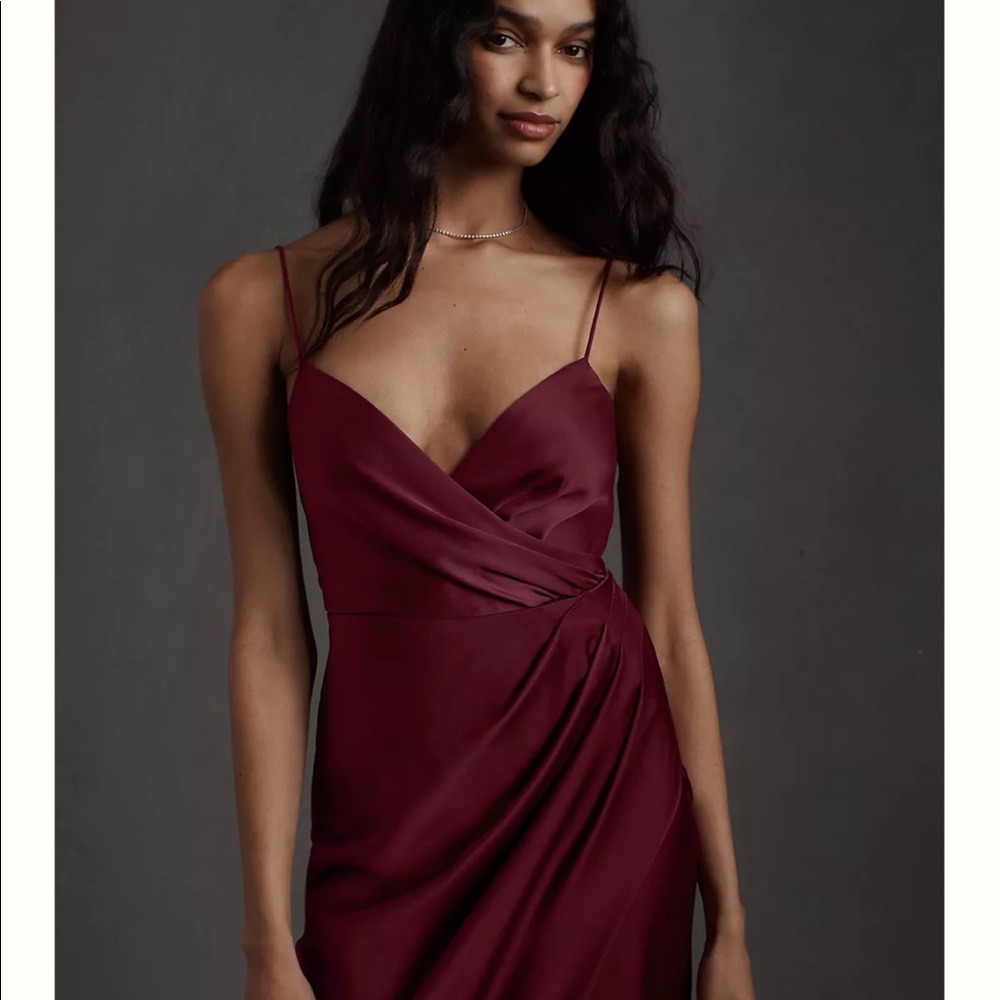 BHLDN Freya Dress - Satin Charmeuse in Dark Berry